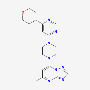 molecular formula C19H24N8O B2640272 5-Methyl-7-[4-[6-(oxan-4-yl)pyrimidin-4-yl]piperazin-1-yl]-[1,2,4]triazolo[1,5-a]pyrimidine CAS No. 2415563-23-2