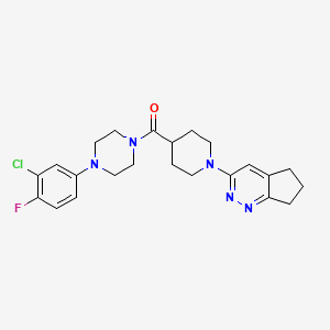 molecular formula C23H27ClFN5O B2640276 1-(3-chloro-4-fluorophenyl)-4-(1-{5H,6H,7H-cyclopenta[c]pyridazin-3-yl}piperidine-4-carbonyl)piperazine CAS No. 2097858-53-0