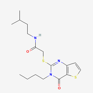 molecular formula C17H25N3O2S2 B2640279 2-[(3-butyl-4-oxo-3,4-dihydrothieno[3,2-d]pyrimidin-2-yl)sulfanyl]-N-(3-methylbutyl)acetamide CAS No. 1260633-47-3
