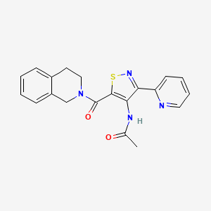 molecular formula C20H18N4O2S B2640311 N-[3-(pyridin-2-yl)-5-(1,2,3,4-tetrahydroisoquinoline-2-carbonyl)-1,2-thiazol-4-yl]acetamide CAS No. 1251633-38-1