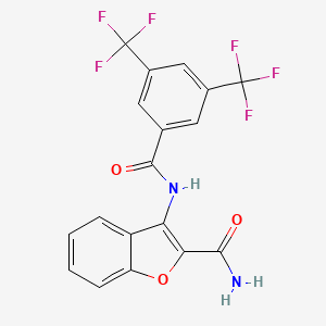 B2640316 3-(3,5-Bis(trifluoromethyl)benzamido)benzofuran-2-carboxamide CAS No. 898373-48-3