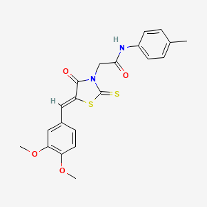 molecular formula C21H20N2O4S2 B2640324 (Z)-2-(5-(3,4-dimethoxybenzylidene)-4-oxo-2-thioxothiazolidin-3-yl)-N-(p-tolyl)acetamide CAS No. 681481-08-3