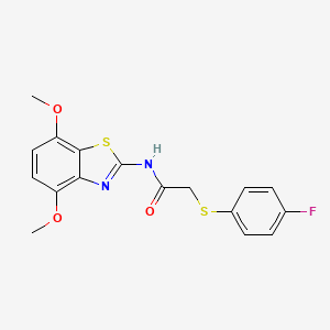 molecular formula C17H15FN2O3S2 B2640362 N-(4,7-dimethoxybenzo[d]thiazol-2-yl)-2-((4-fluorophenyl)thio)acetamide CAS No. 896349-87-4