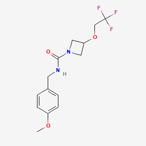 molecular formula C14H17F3N2O3 B2640373 N-[(4-methoxyphenyl)methyl]-3-(2,2,2-trifluoroethoxy)azetidine-1-carboxamide CAS No. 2320821-61-0