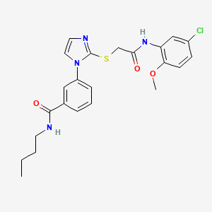 molecular formula C23H25ClN4O3S B2640381 N-butyl-3-[2-({[(5-chloro-2-methoxyphenyl)carbamoyl]methyl}sulfanyl)-1H-imidazol-1-yl]benzamide CAS No. 1115565-31-5
