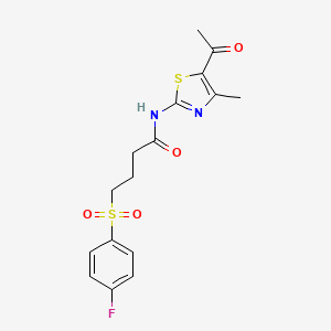 molecular formula C16H17FN2O4S2 B2640409 N-(5-acetyl-4-methylthiazol-2-yl)-4-((4-fluorophenyl)sulfonyl)butanamide CAS No. 941900-90-9