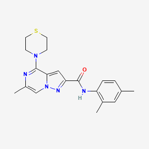 molecular formula C20H23N5OS B2640411 N-(2,4-dimethylphenyl)-6-methyl-4-(thiomorpholin-4-yl)pyrazolo[1,5-a]pyrazine-2-carboxamide CAS No. 1775542-62-5