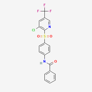 molecular formula C19H12ClF3N2O3S B2640421 N-(4-{[3-chloro-5-(trifluoromethyl)pyridin-2-yl]sulfonyl}phenyl)benzamide CAS No. 2061726-56-3