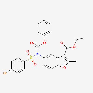 molecular formula C25H20BrNO7S B2640431 ethyl 2-methyl-5-[N-(phenoxycarbonyl)4-bromobenzenesulfonamido]-1-benzofuran-3-carboxylate CAS No. 448212-79-1