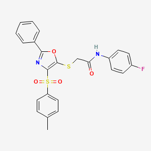 molecular formula C24H19FN2O4S2 B2640441 N-(4-FLUOROPHENYL)-2-{[4-(4-METHYLBENZENESULFONYL)-2-PHENYL-1,3-OXAZOL-5-YL]SULFANYL}ACETAMIDE CAS No. 686736-82-3
