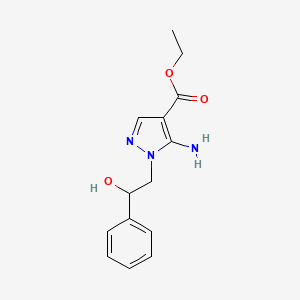 molecular formula C14H17N3O3 B2640495 ethyl 5-amino-1-(2-hydroxy-2-phenylethyl)-1H-pyrazole-4-carboxylate CAS No. 383911-62-4