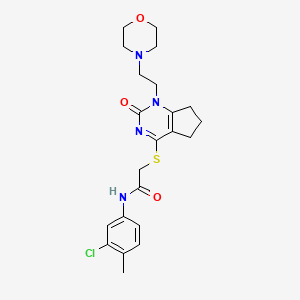 molecular formula C22H27ClN4O3S B2640505 N-(3-chloro-4-methylphenyl)-2-({1-[2-(morpholin-4-yl)ethyl]-2-oxo-1H,2H,5H,6H,7H-cyclopenta[d]pyrimidin-4-yl}sulfanyl)acetamide CAS No. 946324-53-4