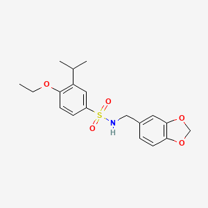 molecular formula C19H23NO5S B2640515 N-[(2H-1,3-benzodioxol-5-yl)methyl]-4-ethoxy-3-(propan-2-yl)benzene-1-sulfonamide CAS No. 728024-09-7