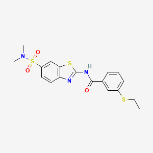 molecular formula C18H19N3O3S3 B2640550 N-[6-(dimethylsulfamoyl)-1,3-benzothiazol-2-yl]-3-(ethylsulfanyl)benzamide CAS No. 923140-68-5
