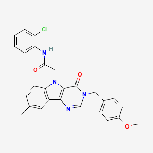 molecular formula C27H23ClN4O3 B2640571 N-(2-chlorophenyl)-2-(3-(4-methoxybenzyl)-8-methyl-4-oxo-3H-pyrimido[5,4-b]indol-5(4H)-yl)acetamide CAS No. 1189872-99-8