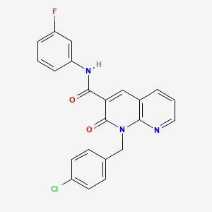 molecular formula C22H15ClFN3O2 B2640581 1-[(4-chlorophenyl)methyl]-N-(3-fluorophenyl)-2-oxo-1,2-dihydro-1,8-naphthyridine-3-carboxamide CAS No. 1005291-60-0