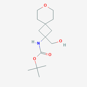 molecular formula C14H25NO4 B2640616 Tert-butyl N-[2-(hydroxymethyl)-7-oxaspiro[3.5]nonan-2-yl]carbamate CAS No. 2408976-25-8