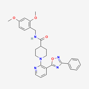 molecular formula C28H29N5O4 B2640632 N-[(2,4-dimethoxyphenyl)methyl]-1-[3-(3-phenyl-1,2,4-oxadiazol-5-yl)pyridin-2-yl]piperidine-4-carboxamide CAS No. 1251603-79-8