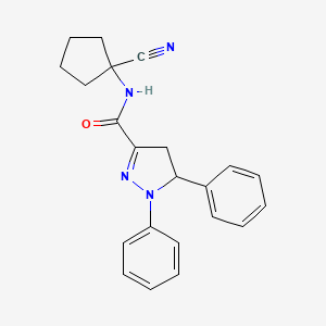 molecular formula C22H22N4O B2640639 N-(1-cyanocyclopentyl)-1,5-diphenyl-4,5-dihydro-1H-pyrazole-3-carboxamide CAS No. 1424536-26-4