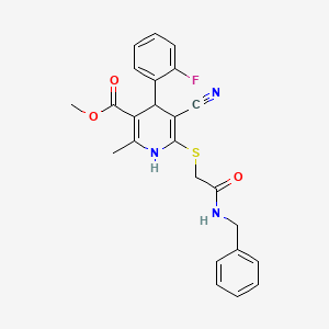 molecular formula C24H22FN3O3S B2640654 METHYL 6-{[(BENZYLCARBAMOYL)METHYL]SULFANYL}-5-CYANO-4-(2-FLUOROPHENYL)-2-METHYL-1,4-DIHYDROPYRIDINE-3-CARBOXYLATE CAS No. 442557-64-4