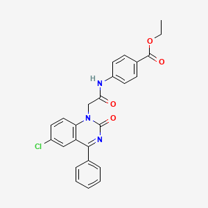 molecular formula C25H20ClN3O4 B2640719 Ethyl 4-[2-(6-chloro-2-oxo-4-phenyl-1,2-dihydroquinazolin-1-yl)acetamido]benzoate CAS No. 932457-66-4