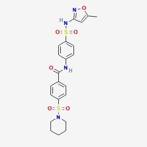 molecular formula C22H24N4O6S2 B2640738 N-{4-[(5-METHYL-1,2-OXAZOL-3-YL)SULFAMOYL]PHENYL}-4-(PIPERIDINE-1-SULFONYL)BENZAMIDE CAS No. 356570-27-9