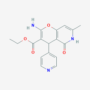 molecular formula C17H17N3O4 B2640783 ethyl 2-amino-7-methyl-5-oxo-4-(pyridin-4-yl)-5,6-dihydro-4H-pyrano[3,2-c]pyridine-3-carboxylate CAS No. 758703-09-2
