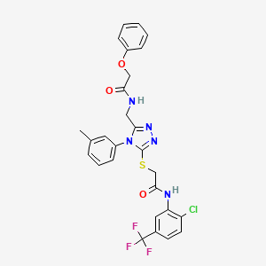 molecular formula C27H23ClF3N5O3S B2640891 N-(2-chloro-5-(trifluoromethyl)phenyl)-2-((5-((2-phenoxyacetamido)methyl)-4-(m-tolyl)-4H-1,2,4-triazol-3-yl)thio)acetamide CAS No. 394214-57-4
