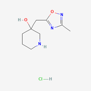B2640895 3-[(3-Methyl-1,2,4-oxadiazol-5-yl)methyl]piperidin-3-ol;hydrochloride CAS No. 2125660-81-1