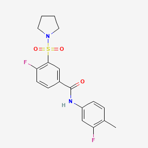 4-fluoro-N-(3-fluoro-4-methylphenyl)-3-(pyrrolidin-1-ylsulfonyl)benzamide