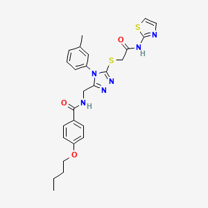 4-butoxy-N-((5-((2-oxo-2-(thiazol-2-ylamino)ethyl)thio)-4-(m-tolyl)-4H-1,2,4-triazol-3-yl)methyl)benzamide