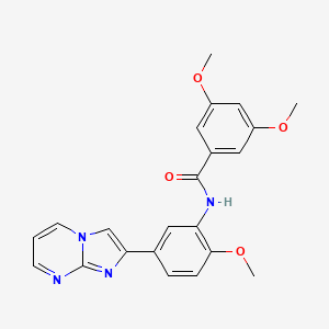 molecular formula C22H20N4O4 B2640943 N-(5-{imidazo[1,2-a]pyrimidin-2-yl}-2-methoxyphenyl)-3,5-dimethoxybenzamide CAS No. 862810-76-2