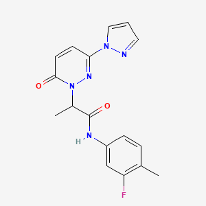 N-(3-fluoro-4-methylphenyl)-2-(6-oxo-3-(1H-pyrazol-1-yl)pyridazin-1(6H)-yl)propanamide