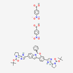 di-tert-Butyl 2,2'-(((S)-6-phenyl-6H-benzo[5,6][1,3]oxazino[3,4-a]indole-3,10-diyl)bis(1H-imidazole-5,2-diyl))(2S,2'S)-bis(pyrrolidine-1-carboxylate) 4-nitrobenzoate