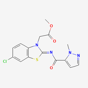 (E)-methyl 2-(6-chloro-2-((1-methyl-1H-pyrazole-5-carbonyl)imino)benzo[d]thiazol-3(2H)-yl)acetate