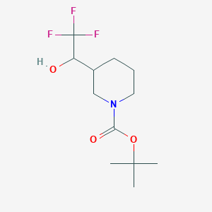 molecular formula C12H20F3NO3 B2640972 tert-butyl 3-(2,2,2-Trifluoro-1-hydroxyethyl)piperidine-1-carboxylate CAS No. 1283718-04-6