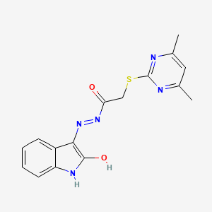 2-[(4,6-dimethylpyrimidin-2-yl)sulfanyl]-N'-[(3Z)-2-oxo-1,2-dihydro-3H-indol-3-ylidene]acetohydrazide