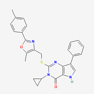 3-cyclopropyl-2-(((5-methyl-2-(p-tolyl)oxazol-4-yl)methyl)thio)-7-phenyl-3H-pyrrolo[3,2-d]pyrimidin-4(5H)-one