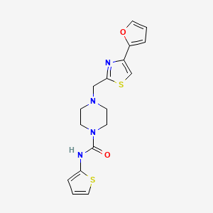 molecular formula C17H18N4O2S2 B2641018 4-((4-(furan-2-yl)thiazol-2-yl)methyl)-N-(thiophen-2-yl)piperazine-1-carboxamide CAS No. 1105217-03-5