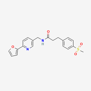 molecular formula C20H20N2O4S B2641024 N-((6-(furan-2-yl)pyridin-3-yl)methyl)-3-(4-(methylsulfonyl)phenyl)propanamide CAS No. 1904036-05-0