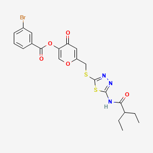 6-(((5-(2-ethylbutanamido)-1,3,4-thiadiazol-2-yl)thio)methyl)-4-oxo-4H-pyran-3-yl 3-bromobenzoate