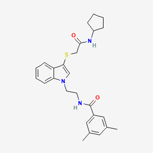 molecular formula C26H31N3O2S B2641095 N-[2-(3-{[(cyclopentylcarbamoyl)methyl]sulfanyl}-1H-indol-1-yl)ethyl]-3,5-dimethylbenzamide CAS No. 851715-06-5