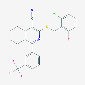 3-[(2-Chloro-6-fluorophenyl)methylsulfanyl]-1-[3-(trifluoromethyl)phenyl]-5,6,7,8-tetrahydroisoquinoline-4-carbonitrile