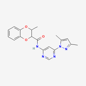 molecular formula C19H19N5O3 B2641100 N-(6-(3,5-dimethyl-1H-pyrazol-1-yl)pyrimidin-4-yl)-3-methyl-2,3-dihydrobenzo[b][1,4]dioxine-2-carboxamide CAS No. 1428366-95-3