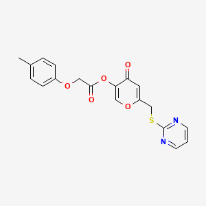 [4-Oxo-6-(pyrimidin-2-ylsulfanylmethyl)pyran-3-yl] 2-(4-methylphenoxy)acetate