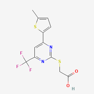 2-((4-(5-Methylthiophen-2-yl)-6-(trifluoromethyl)pyrimidin-2-yl)thio)acetic acid