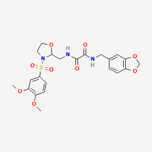 N1-(benzo[d][1,3]dioxol-5-ylmethyl)-N2-((3-((3,4-dimethoxyphenyl)sulfonyl)oxazolidin-2-yl)methyl)oxalamide