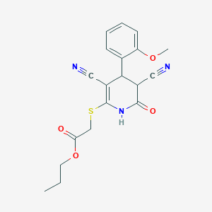 propyl 2-[[3,5-dicyano-4-(2-methoxyphenyl)-2-oxo-3,4-dihydro-1H-pyridin-6-yl]sulfanyl]acetate