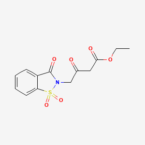 molecular formula C13H13NO6S B2641130 Ethyl 3-oxo-4-(1,1,3-trioxo-2,3-dihydro-1,2-benzothiazol-2-yl)butanoate CAS No. 730951-32-3