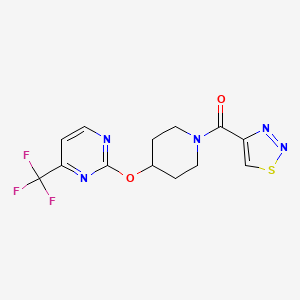 molecular formula C13H12F3N5O2S B2641140 Thiadiazol-4-yl-[4-[4-(trifluoromethyl)pyrimidin-2-yl]oxypiperidin-1-yl]methanone CAS No. 2380088-36-6